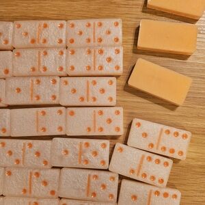 Handmade Resin Orange and Cream Domino Set
